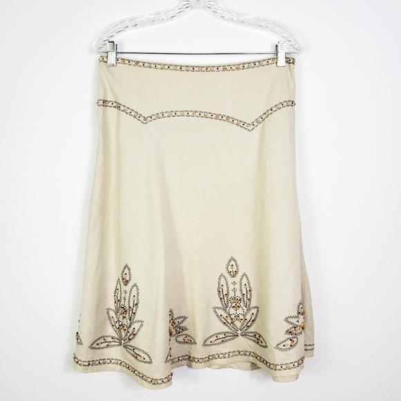 SPIEGEL LINEN/COTTON BEADED SKIRT - Picture 1 of 7